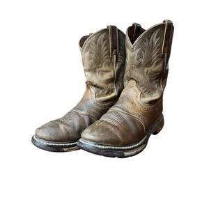 Ariat Work Boots Mens Brown Leather Western Workwear Boots Durable Size 9.5